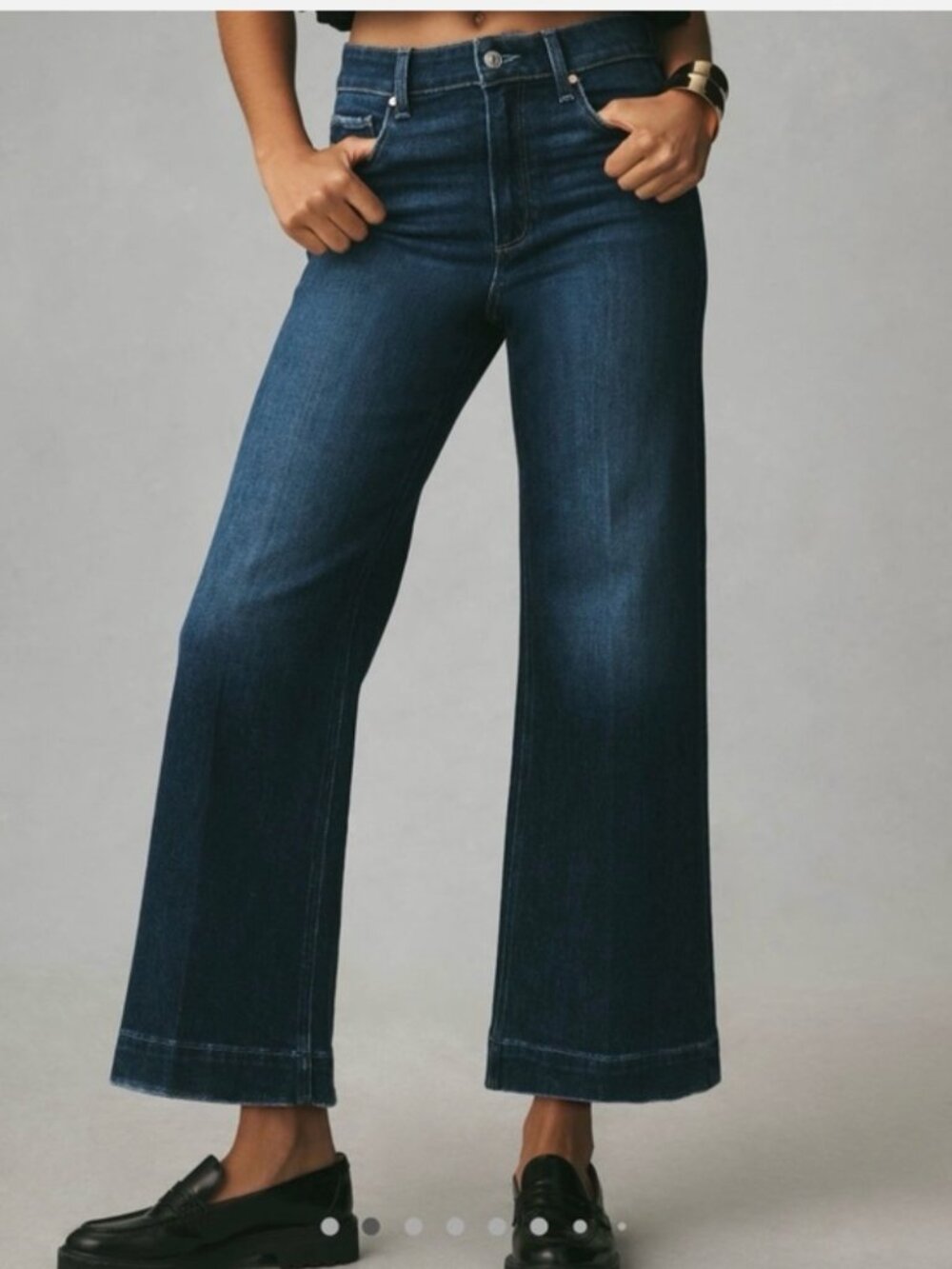 Paige Anessa Wide Leg Crop Ankle Blue Jeans The Disco Size 24
